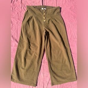 Urban romantics green cotton wide leg trousers
